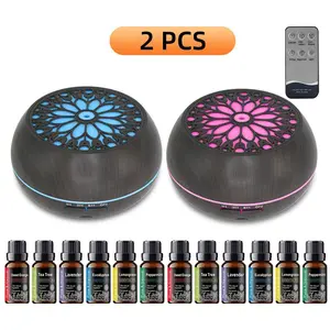 SRH 550ml Essential Oil Differ with Remote 6 Oils Soundwave 7-Color Light for Home Office 2PCS Warm Steam Humidifier for Home pro vir tec mist large fog ful vintage rain sound mood tabletop mode changing moss lab scent hack handheld aromatherapy machine