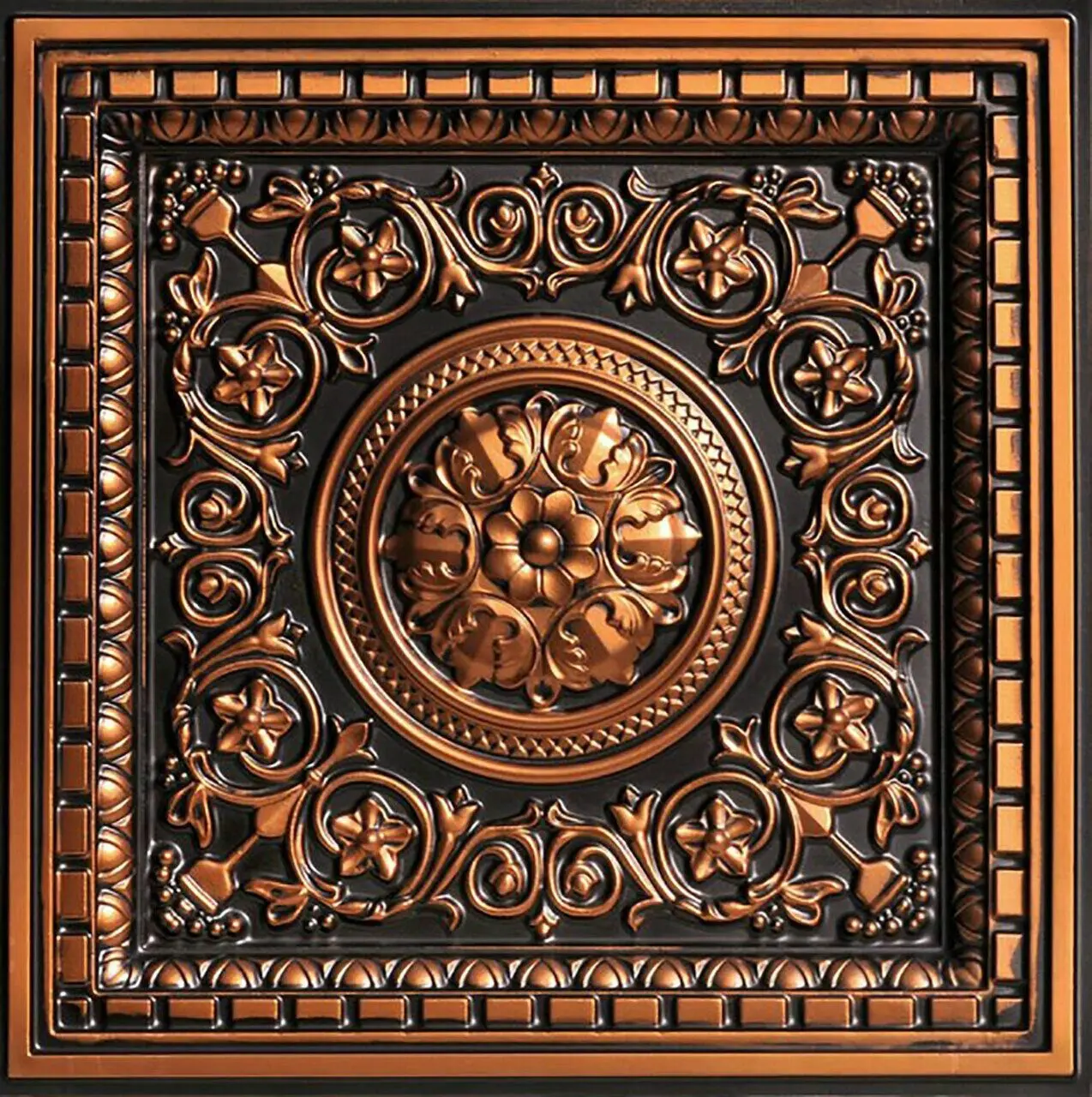From Plain To Beautiful In Hours Rhine Valley 2 ft x 2 ft PVC Coffered Lay-in Faux Tin Drop Ceiling Tile - #VC02, Pack of 10 (40 sqft), Drop Ceiling Tiles, Commercial, Durable