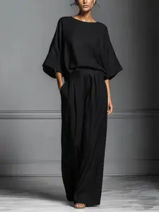Elegant Women's Linen Set with Flared Sleeves, Spring Summer 2026 New Arrival, Fashionable and Stylish for European and American Markets
