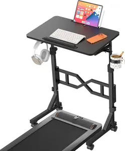 Treadmill Desk, 29.5-45.3 Inch Adjustable Height Small Standing Desk for Walking Pad, Portable Standing Table with a Cup Holder and a Hook for  Office