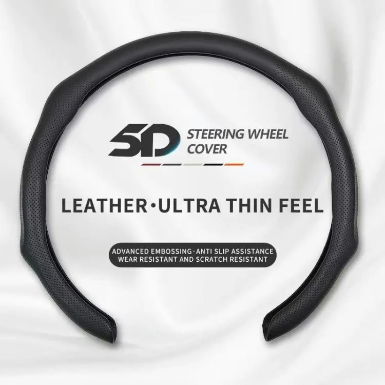 【Black Cat Crown】2026 New 5D Nappa Leather Steering Wheel Cover – Universal Car Interior Accessory, Secure Non-Slip Grip, Ultra-Thin Breathable Material With Quick Dry Feature, Stylish Sporty Design, Multiple Colors Available, Protects Steering Wheel