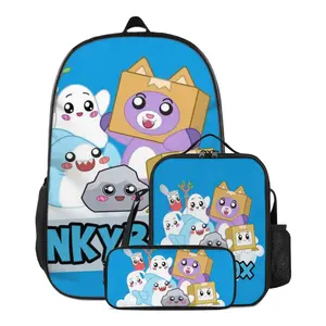 Multi-function Lankybox backpacks 3 sets Lankybox toys women travel backpack Lankybox merch printed pattern laptop bag casual fashion backpack for holiday, graduation, and back-to-school gifts