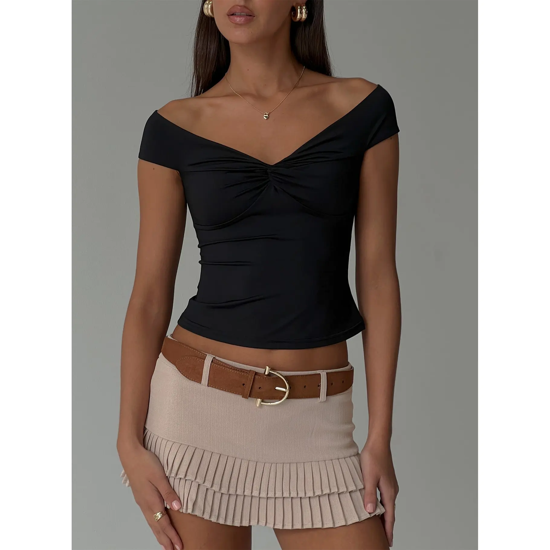 Maxeina Off Shoulder Twist Top Black