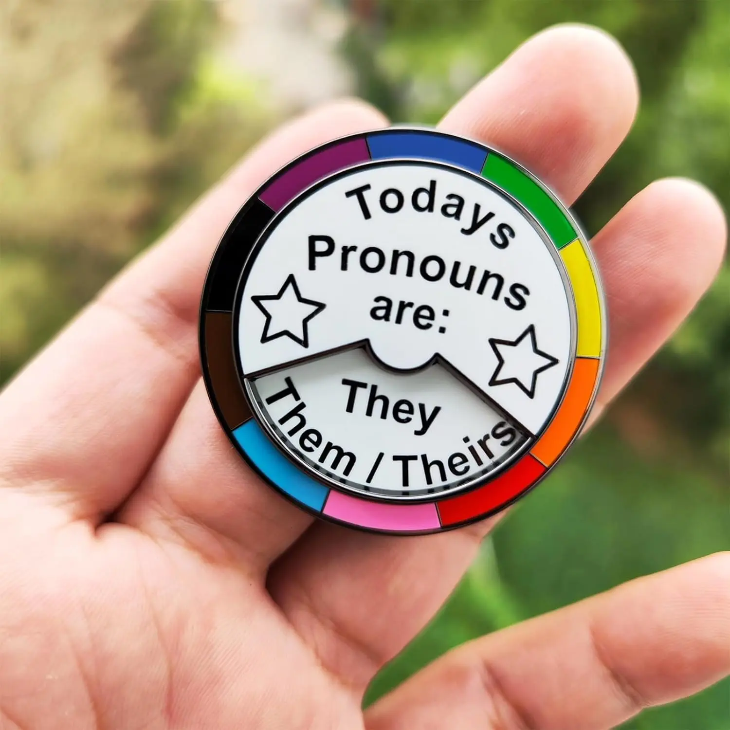 LGBT Genderfluid Rotating Pronoun Pin