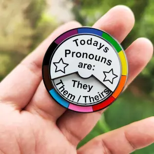 LGBT Genderfluid Rotating Pronoun Pin
