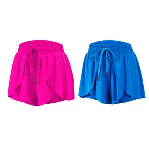 Women's Flowy Spandex Butterfly Shorts 2-Piece Set High-Waisted Athletic Gym Yoga Tennis Golf Workout Shorts Cute Summer Casual Comfy Lounge Wear