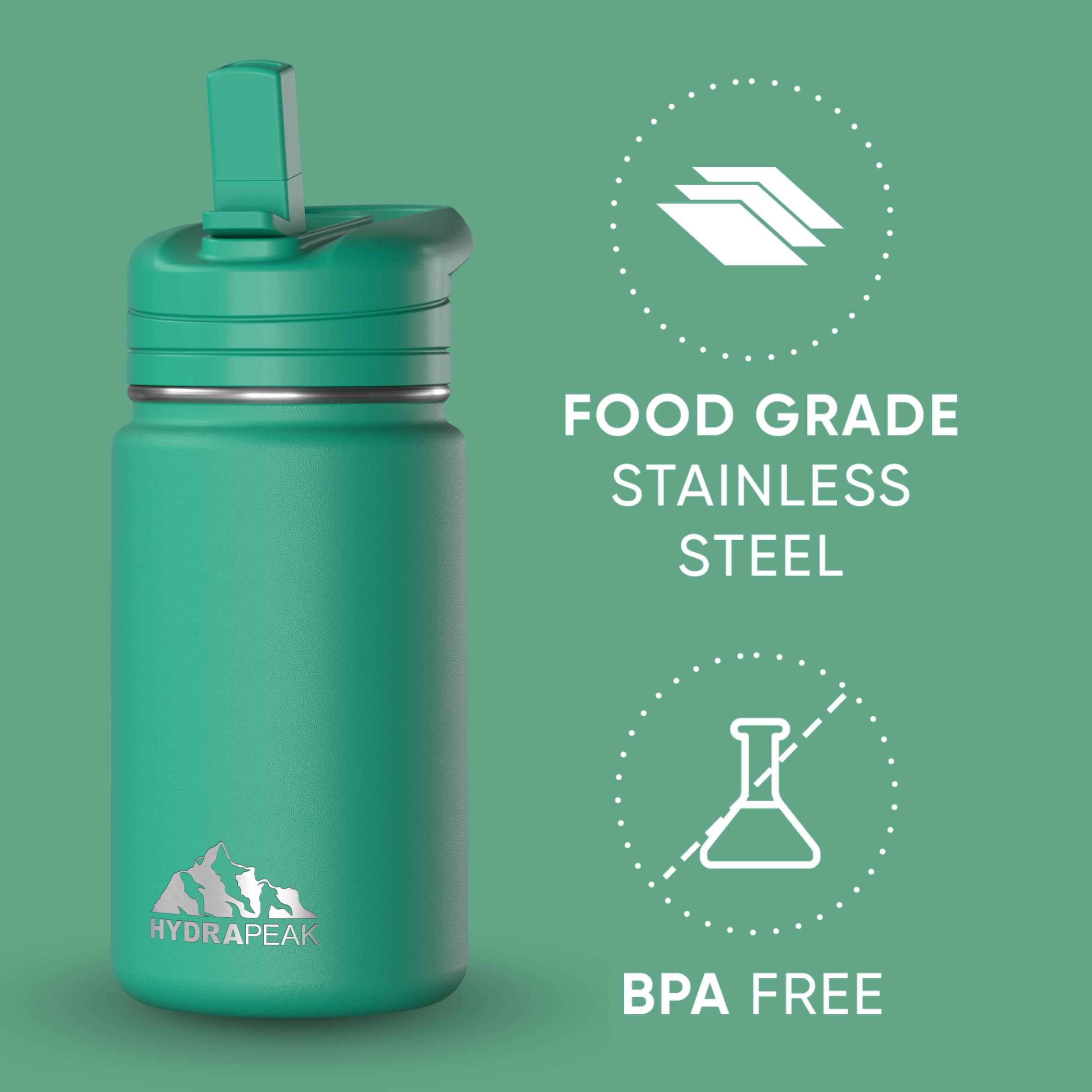 Mini 14oz Water Bottle with Straw Lid, Stainless Steel Double Wall Insulated Water Bottle | Leak-Proof and Spill-Proof 24 Hours Cold