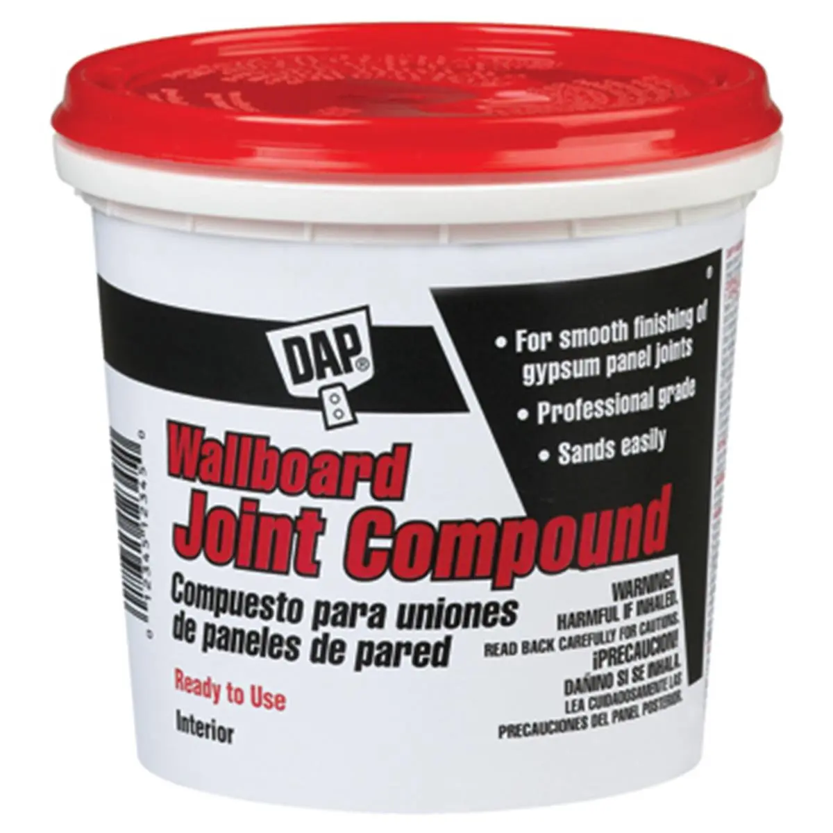 DAP 10102 12 lbs. Interior Wallboard Joint Compound - Pail-Ready Mixed for Finishing Use, Patching Use, Taped Joints - Home Improvement Building Supplies