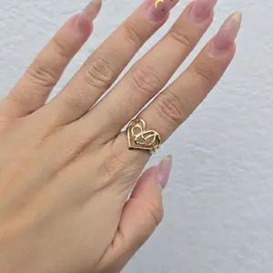 10K Yellow Gold Double Heart Ring