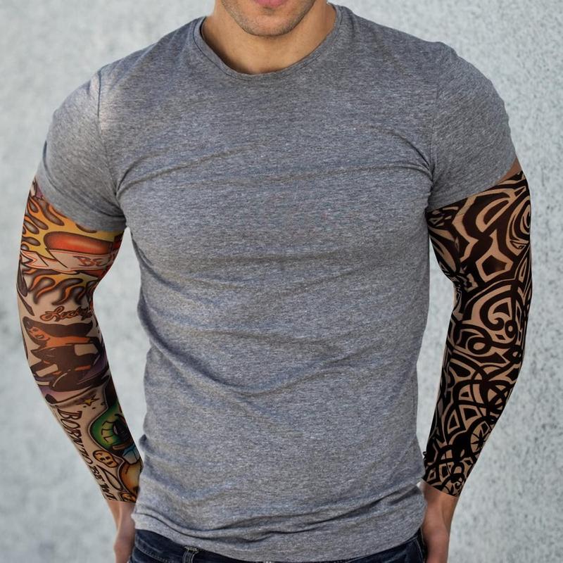 Tattoo Sleeves for Men 6Pcs Arm Sleeves Fake Tattoos Sun Protection Covers Temporary Tattoos for Halloween Unisex Stretchable Comfortable