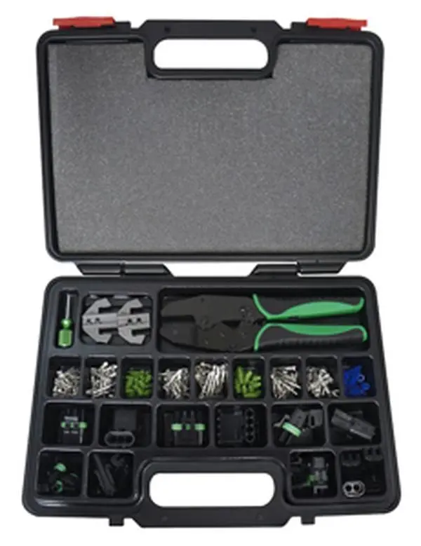 Astro Pneumatic Tool AO9478 Delphi Weather Pack Interchangeable Ratcheting Crimping Tool & Accessory Set, for Assembling Connectors, 2.7" h x 10.8" w x 14.5" l, 3.4 lbs