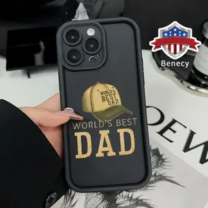 World's Best Dad Pattern TPU Phone Case for iPhone 15 16 14 Pro Max 13 12 11 XR XS Plus E Shockproof Non Slip Military-Grade Protection Silicone Cover Smartphone Casing