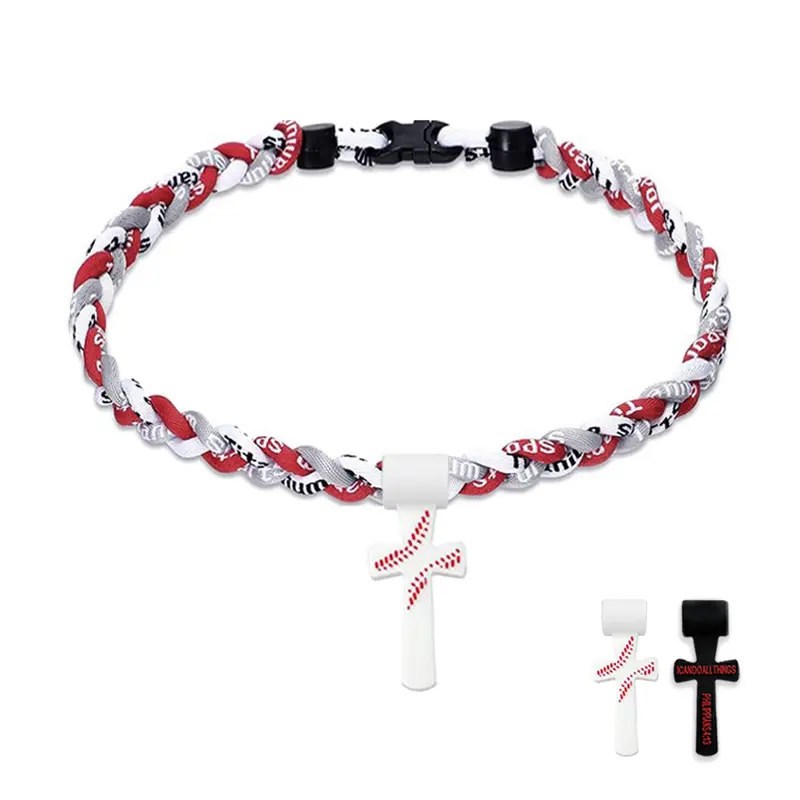 Baseball Cross Necklace for Boys, Triple-Rope Tornado Design, 18" Sports Fan Gift Idea Baseball Cross Necklace for Boys, Triple-Rope Tornado Design, 18" Sports Fan Gift Idea