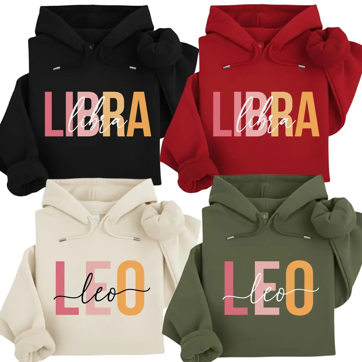 [Full 12 Zodiac] Minimalist Zodiac Hoodie – Modern Astrology Sign Sweatshirt with Bold Letter Design, Cozy Unisex Pullover, Perfect Horoscope Gift for Zodiac Lovers-DPCLICK