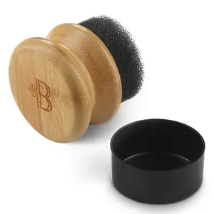 Silver Ion Treated Sponge with Bamboo Handle & Protective Cap - Oil & Wax Applicator for Wooden Cutting Boards, Butcher Blocks, Kitchenware, Utensils & Salad Bowls - Hygienic and Mess-Free Cleaning Product