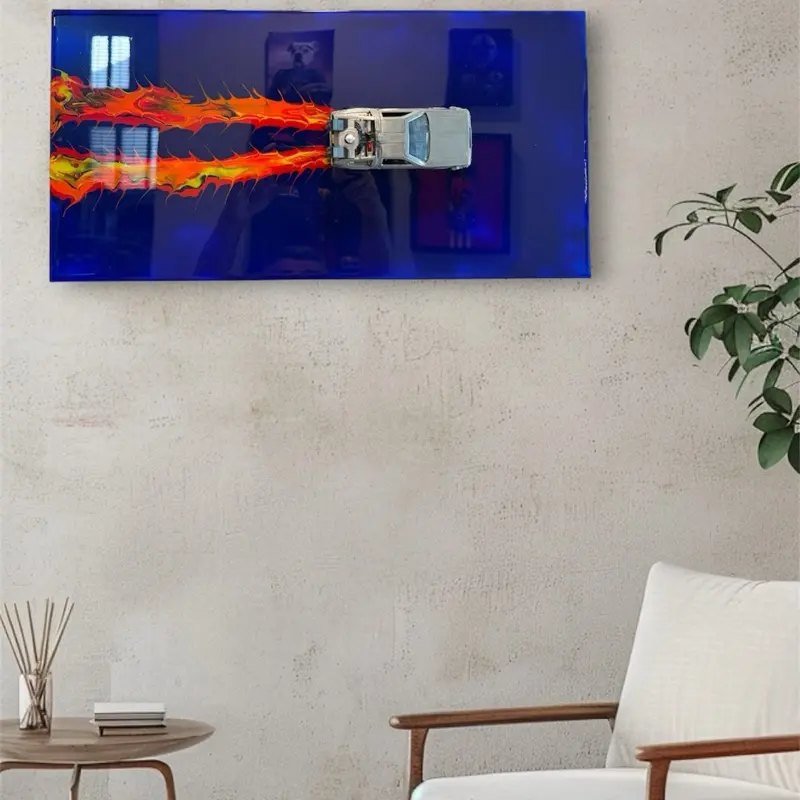 20” x 10” Resin Fire Street 88mph Wall Art – Handcrafted Diecast Display