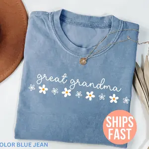 Comfort Color Great Grandma T-Shirt, Floral Grandma Shirts, Gift for Grandma, Pregnancy Reveal Gifts, Great Grandma Tee, New Grandma Shirt