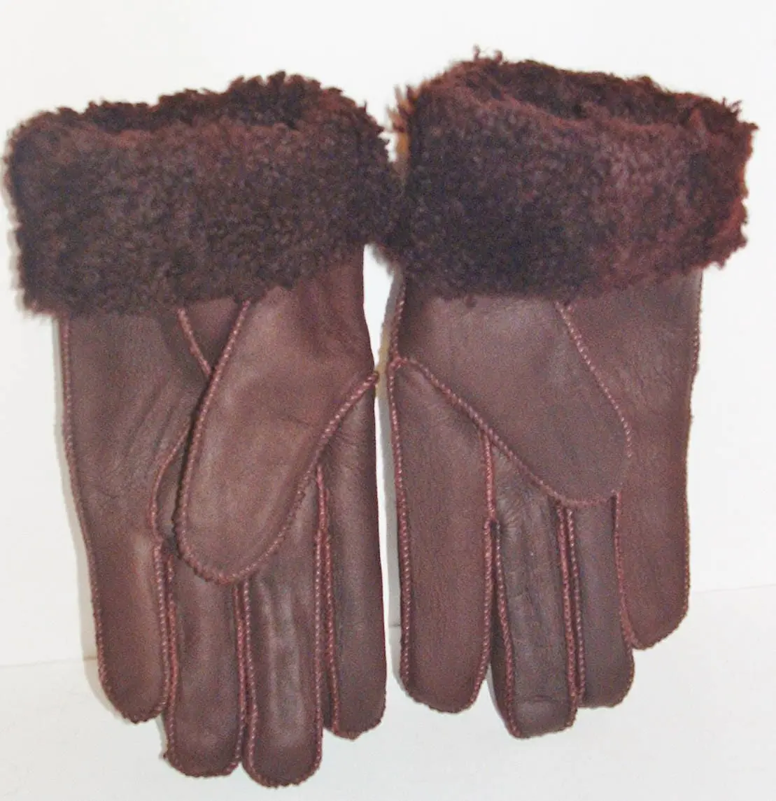 Warm Burgundy Sheepskin Shearling Gloves Handmade size S-M Women