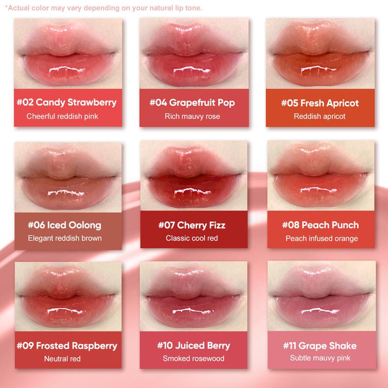 JUDYDOLL Ice Watery Lip Gloss, Blur, Mirror Lip Glaze, Glossy Lip Stain, Transfer-Proof, Metal Applicator, Waterproof, Long-Lasting, Moisturizing, Liquid Lipsticks, Plumping, Not Easy To Fade, Halloween Makeup, Cosmetics, Valentines Day Gift, New Year