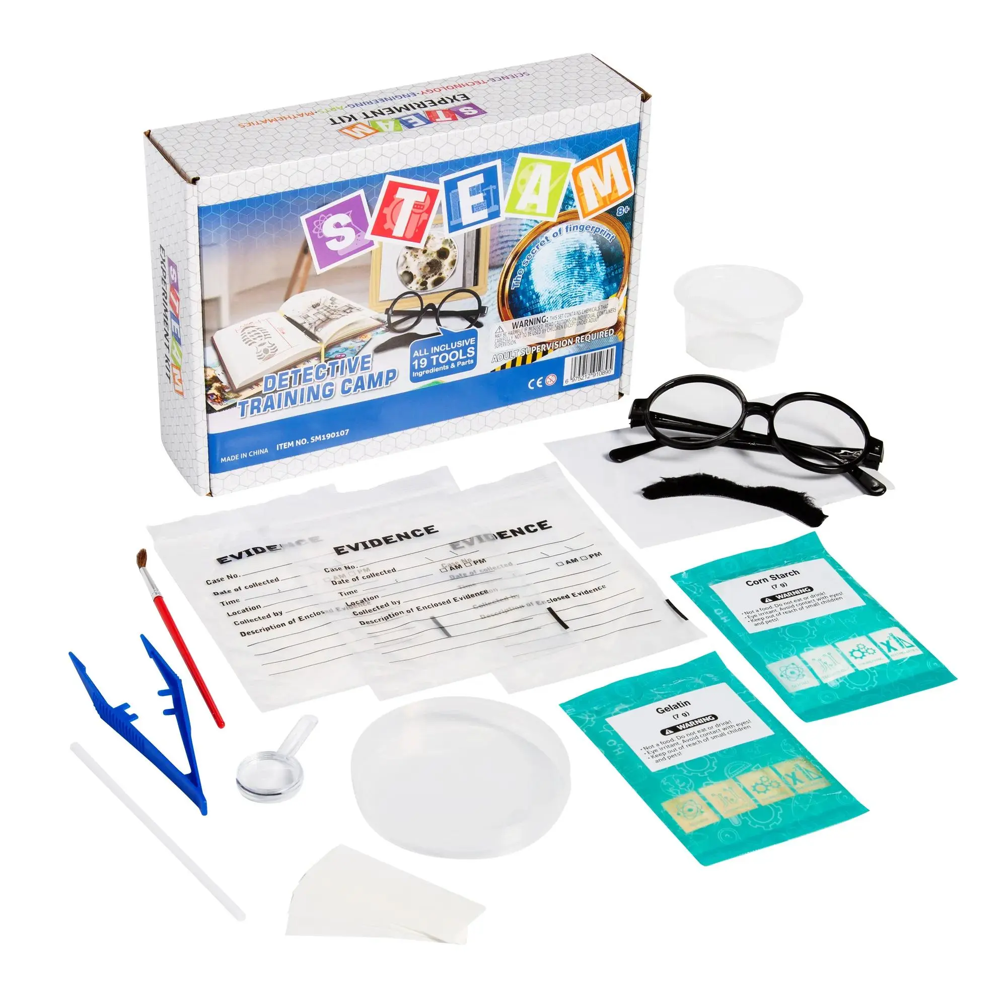 Fun Express STEAM Little Detectives Forensic Science Training Kit, 8 1/4" x 6 3/4" - 19 Piece