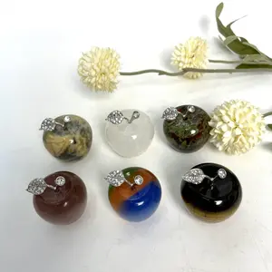 Different Materials Natural Crystal Apples Statue Decor Hand Carved Feng Shui Home Ornament Reiki Christmas Gifts for Family Friends Relatives