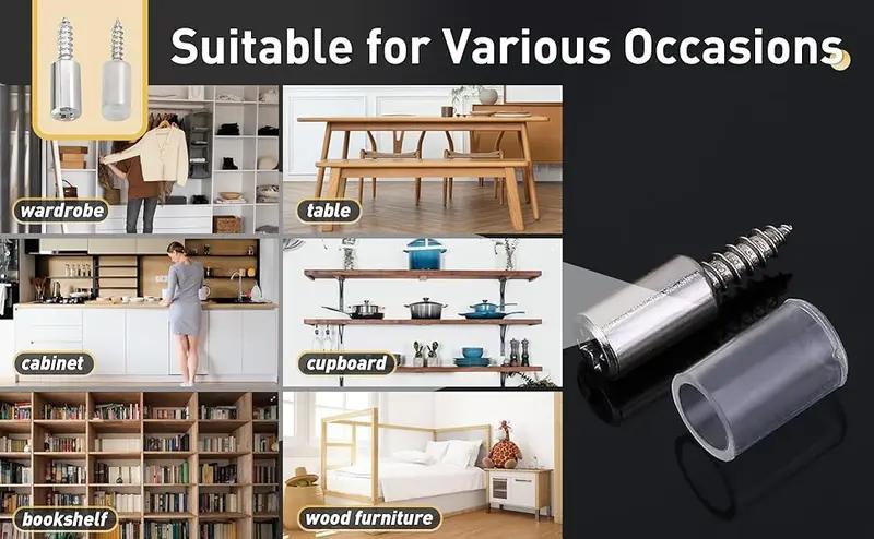 40 Pcs Metal Laminate Bracket Set with Anti-Slip Sleeves & Self-Tapping Screws for Cabinet Partitions Laminate Boards & Glass Brackets Shelf Support Nail Bolts Kit - Decor