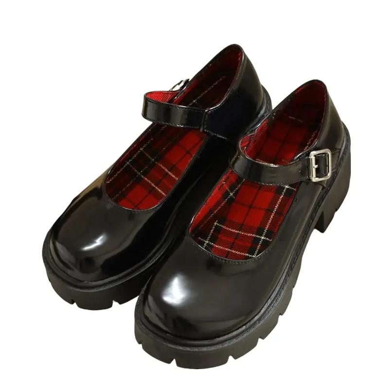 Mary Janes Shoes PlatformDress Low Heel Chunky Pumps Round Toe AnkleStrap Pumps Shoes '90s retro Oxfords