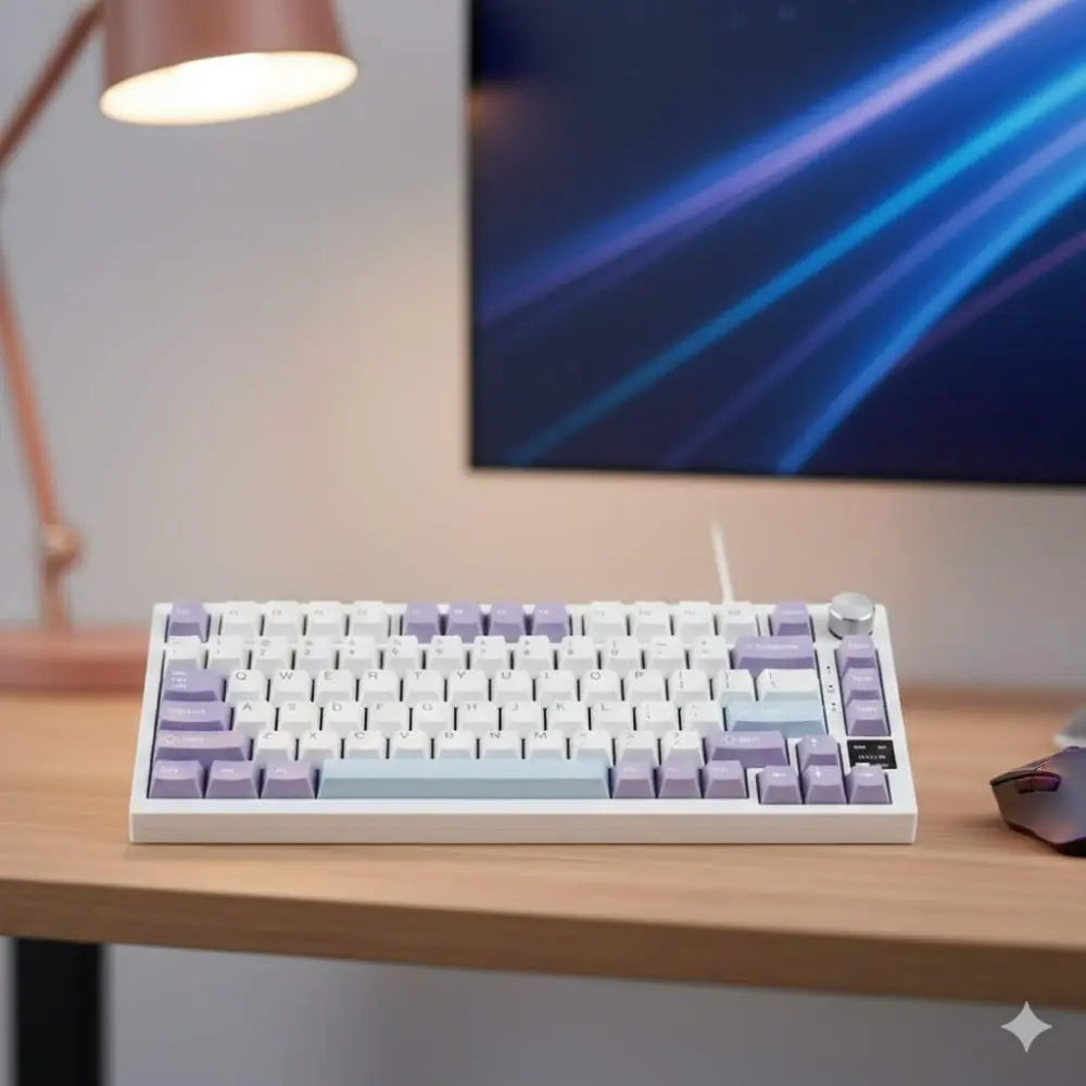 RGB Custom Gaming Keyboard: Dynamic Backlight, Color Screen, Multifunction Knob, Tri-Mode Connectivity (Bluetooth/2.4G/Wired), 4000mAh Battery, Hot-Swappable Switches, Portable Mechanical Design for Office & Gaming