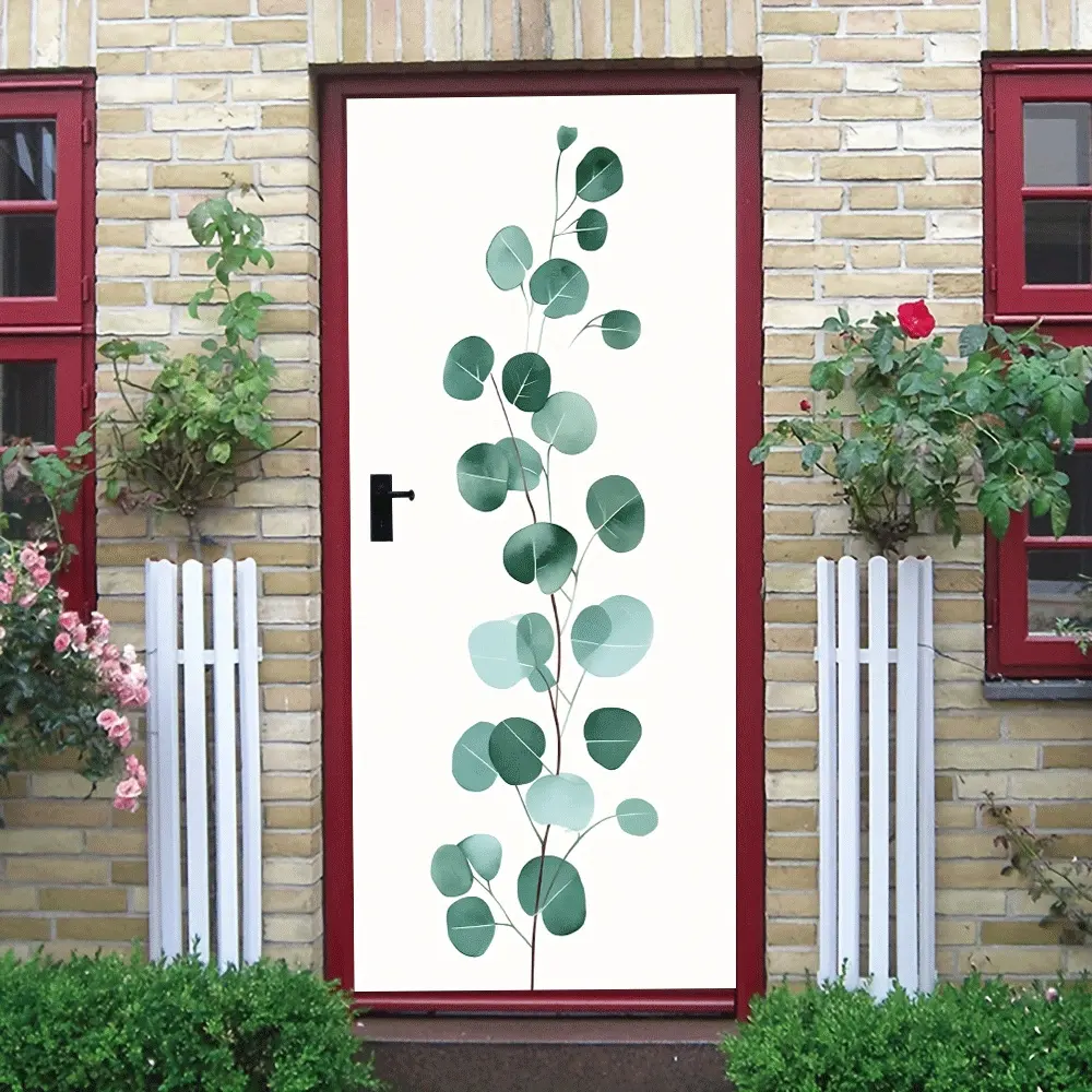 2pcs Modern Minimalist Eucalyptus Leaf Decorative Wall Stickers Made of High Quality Environmental PVC Material with Waterproof Self Adhesive Easy to Stick and Remove Features No Tools Needed for Easy