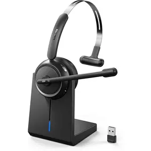 Headset 5.2 for Call Center,  Headphones with Mic for Work(Noise Cancelling), 65 Hours Woktime & Mute Button, Headset for Work from /Office/PC//Laptop(Black)