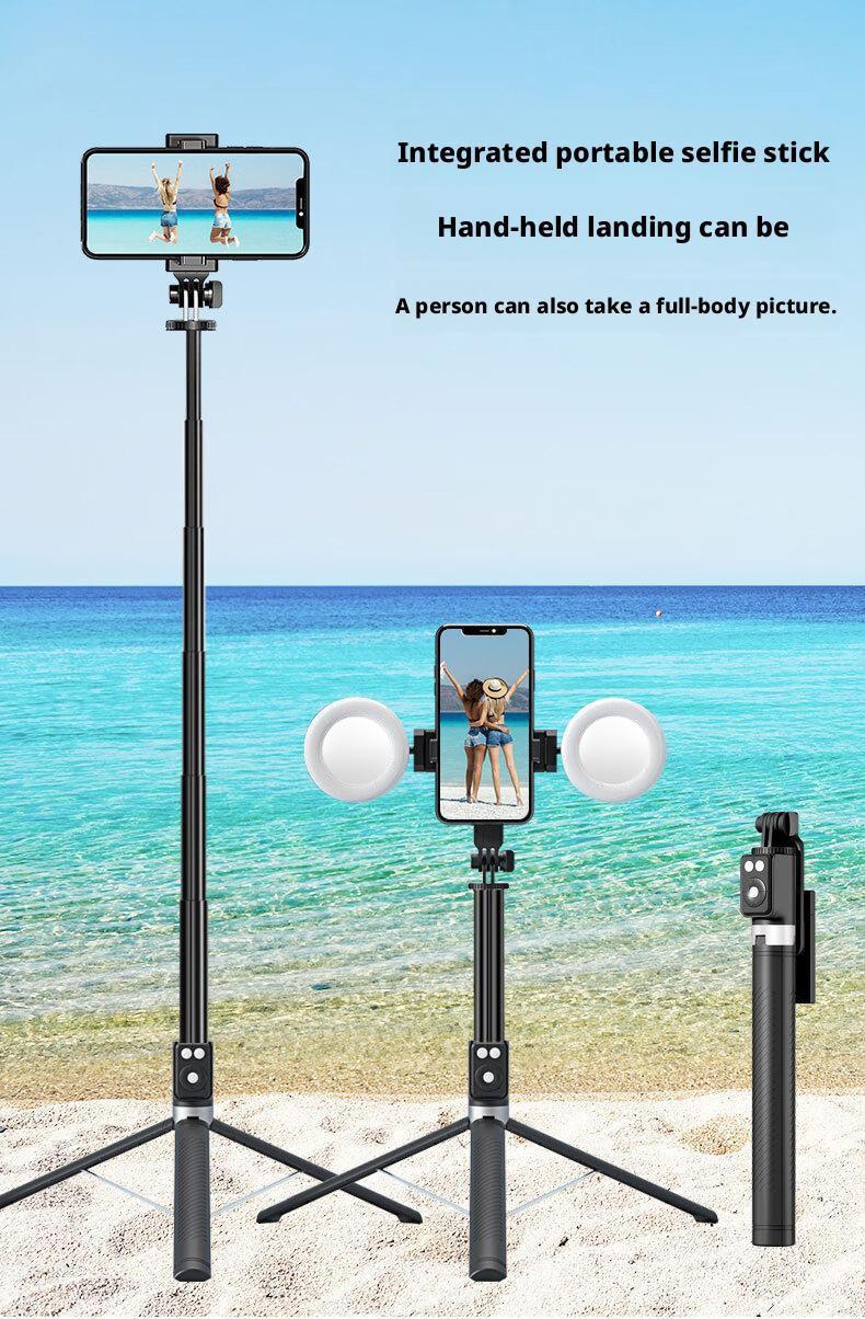 2026 6-in-1 Selfie Tripod w/Dual Fill Lights & Wireless Remote | Portable Adjustable Phone Stand | Detachable 360° Compact Travel Tripod