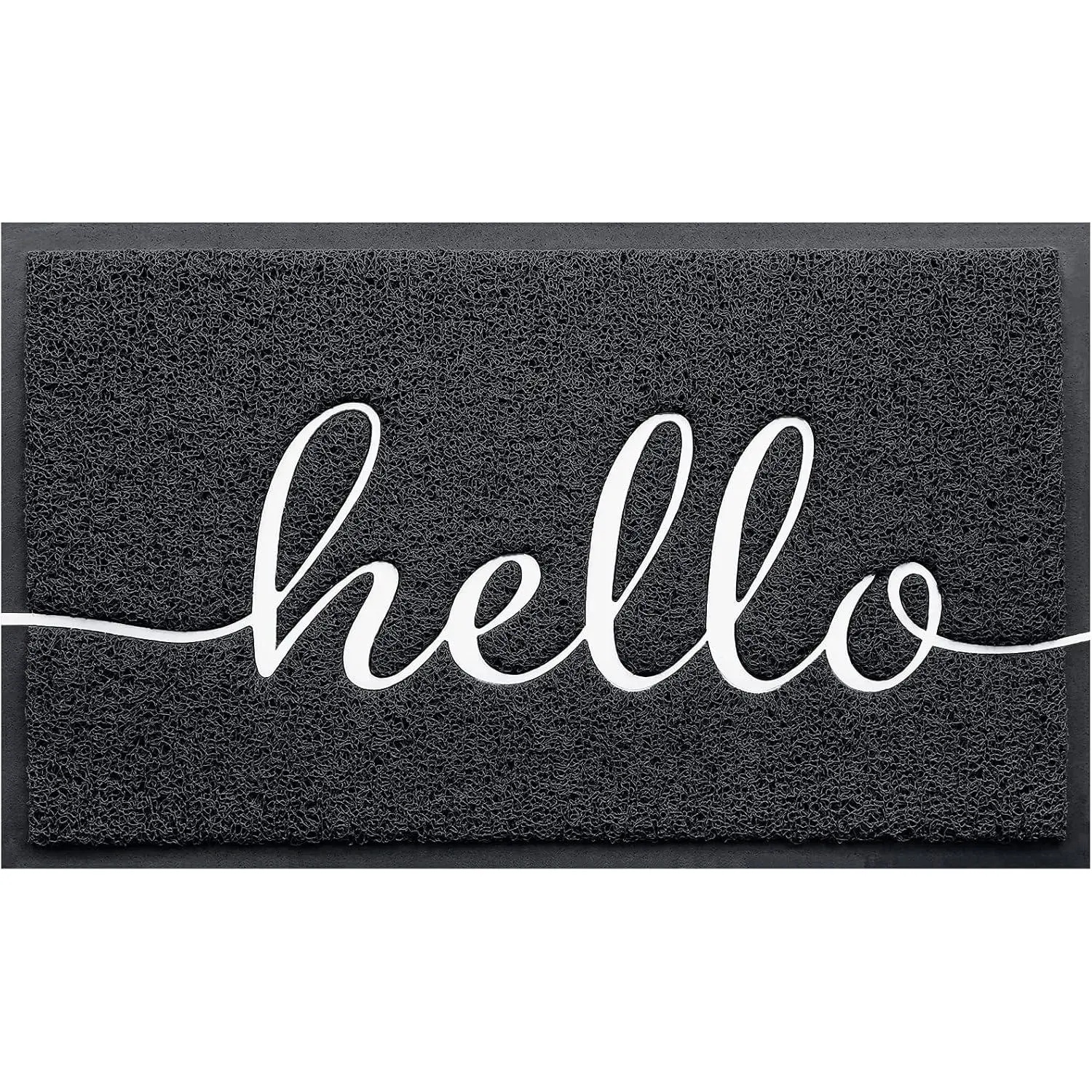 Black Indoor Outdoor Door Mat (36"x24") - Low Profile, Durable, Modern Non-Slip PVC Synthetic Embossed Texture Rug for Entryway, High Traffic Areas, Indoor Outdoor Rugs