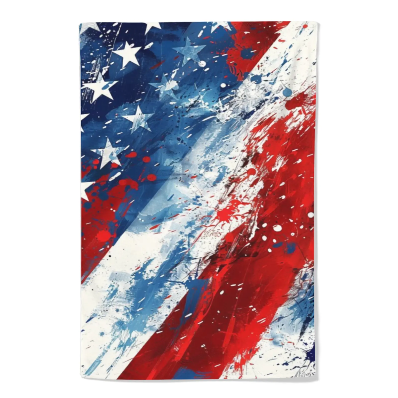 Abstract Paint Splatter USA Flag Microfiber Towel 40×60cm, Independence Day Themed Absorbent Bathroom Hand Towel