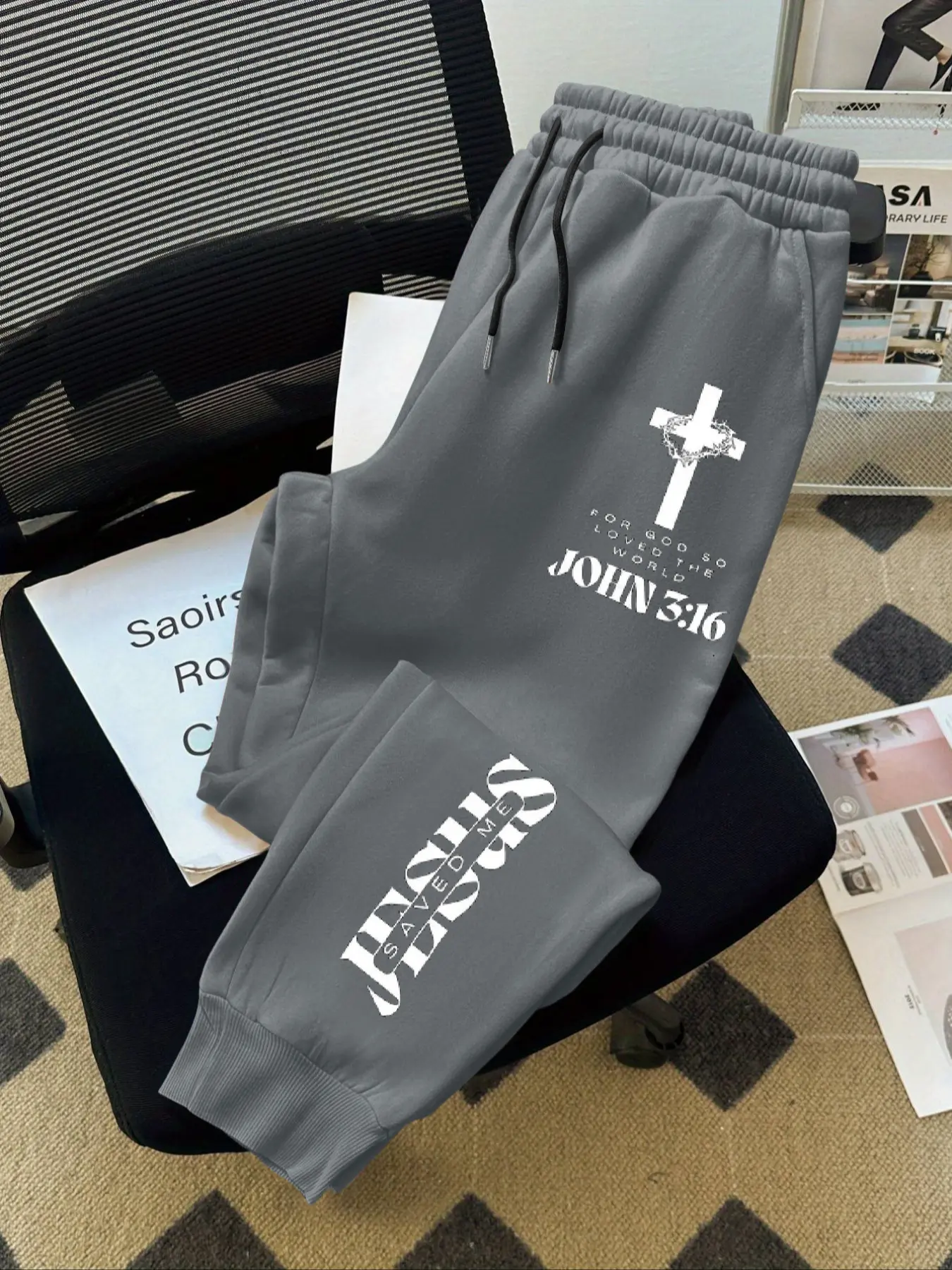 Men's Cross Element Geometric Classic Casual Athletic Fitted Long Pants Trouser, Soft Skin-Friendly Fabric, Comfortable Fit, Trendy Fashion Faithful Style, All Seasons Wear, Casual Wear Bottoms