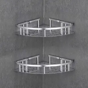 2pcs Triangular bathroom shelf, hole-free, for washbasin, bathroom, toilet, wall corner storage basket