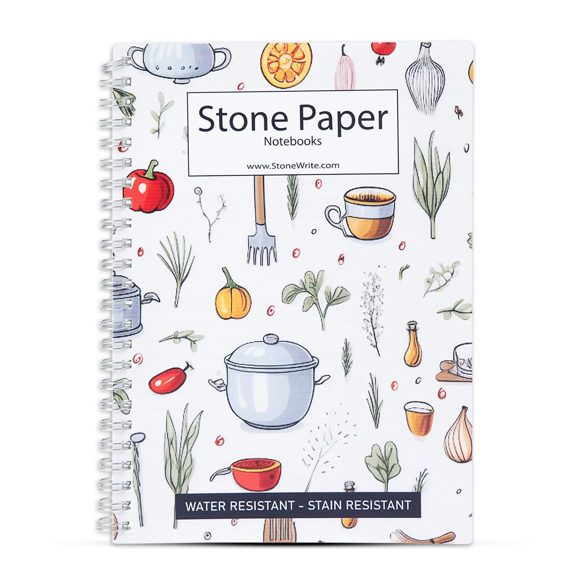 StoneWrite Waterproof Stone Paper Cooking Notebook for Recipes with Measurements - Eco-Friendly Kitchen Companion - Waterproof, No Bleed Through, Tear-Resistant Recipe Journal - Grocery List Notebook