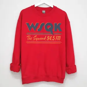 WSQK The Squawk Sweatshirt, WSQK 94.5 FM The Squawk Sweater, The Squawk Sweatshirt, Retro Radio Station, 80s Vintage Graphic, Gift for Stranger ss5 Fans, Christmas Stranger Movie Shirt, Christmas Movie Sweatshirt
