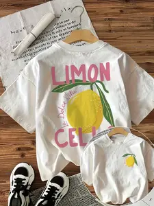 Printed T-shirt with vibrant "LIMON Cello" pattern - lemon slice design, summer and spring casual tops, machine washable music clothing, casual wear | round neck T-shirt | non see through material
