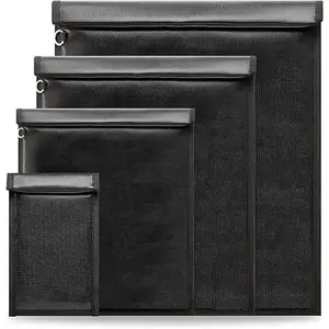 Faraday Bags, Anti-Tracking Faraday Cage, Set of 4 Sizes for Laptops, Tablets, Phones and Car Keys, RFID Signal Blocker Pouch, Fireproof & Waterproof (Black)