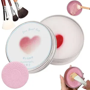 2026 New Makeup Brush Cleaner Solid Soap Shampoo with Silicone Cleaning Mat, Deep Clean Cosmetic Color Remover for Makeup Brushes Sponges Tools, Cruelty-Free Portable Travel Beauty Cleaner Set