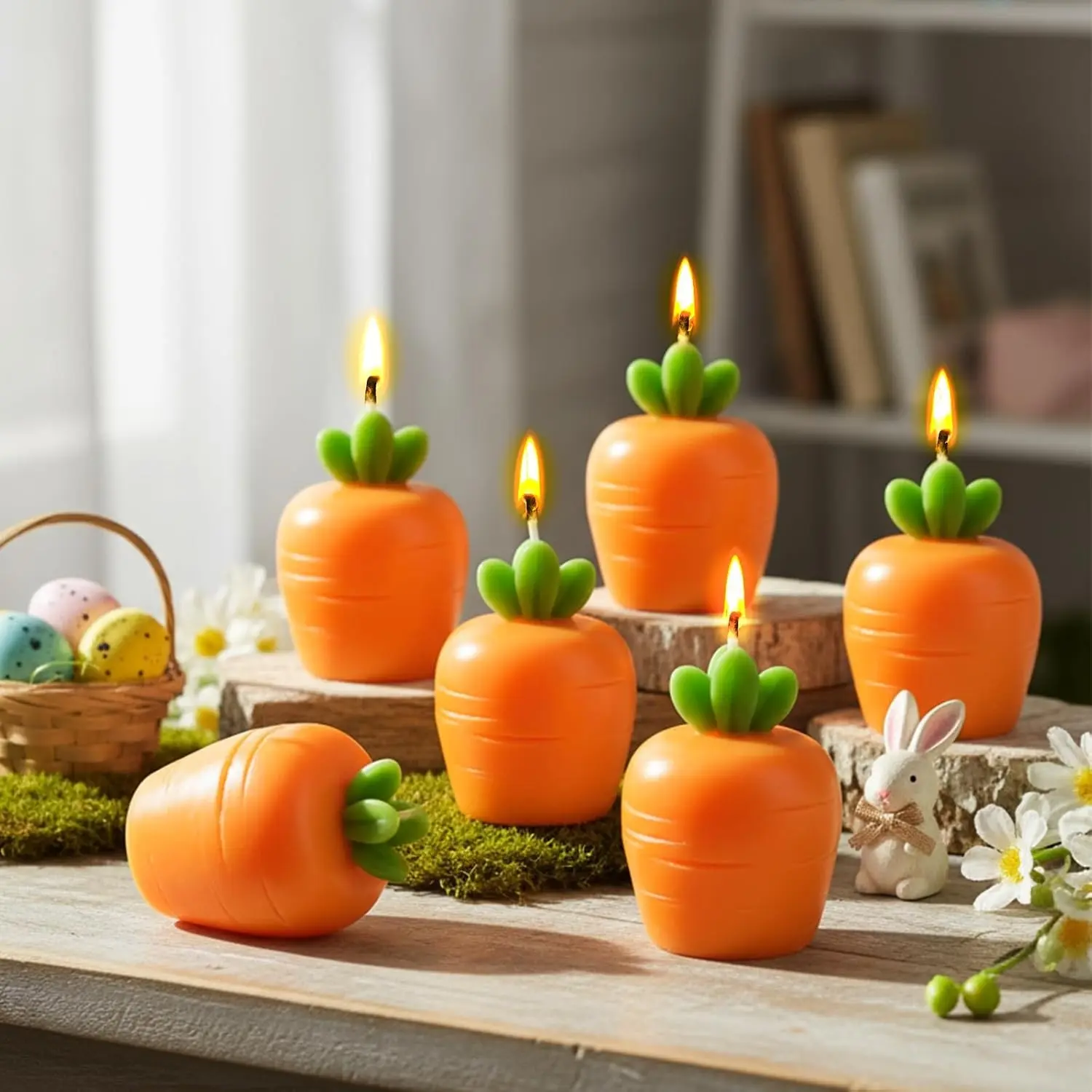 6 Pcs Carrot Scented Tealight Soy Candle for Spring Summer Home Table Decoration Birthday Gift Basket Stuffer Party Centerpiece