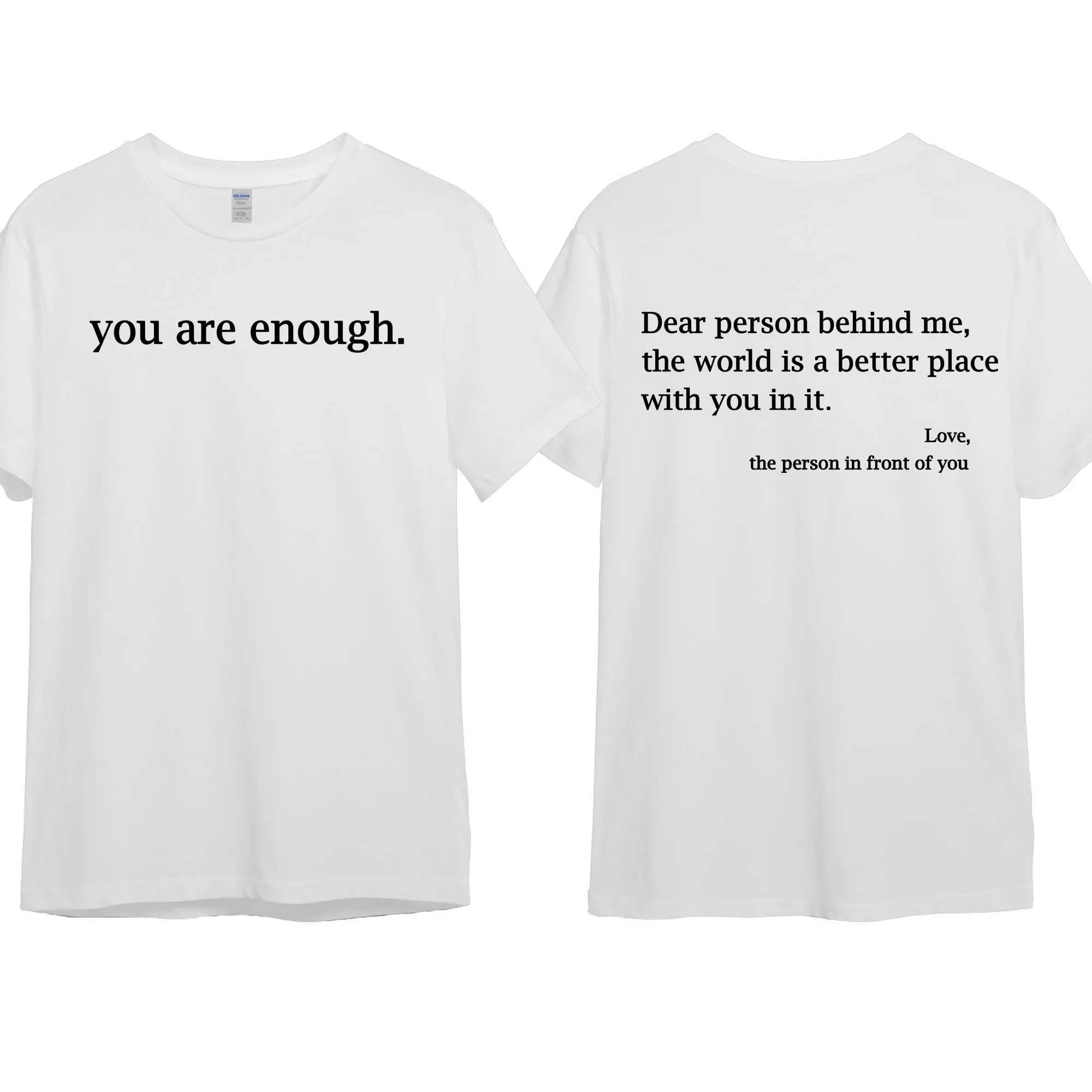 Universal Fitted Pullover Hoodie, Double Sided Graphic Top with "You Are Enough" Inspirational Quote, Crewneck Pullover Sweatshirt