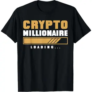 Cotton Graphic Tees Streetwear Gifts  CRYPTO MILLIONAIRE LOADING Currency Trading Hodl Vintage BTC T-Shirt