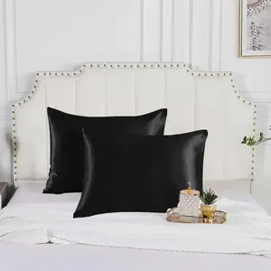 Solid Color Satin Pillowcase, 1 Count Soft Breathable Pillow Cover without Filler, Bedding Supplies for Home Bedroom Hotel Dormitory