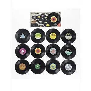 Funny Coasters for Drinks | Set of 12 ,Vinyl Records Disk ,Round Coaster,Creative Heat Resistant NonCup Pads For Home Kitchen Party Table Decor, Kitchen，Wedding Registry Gift Ideas,Housewarming Hostess Gifts
