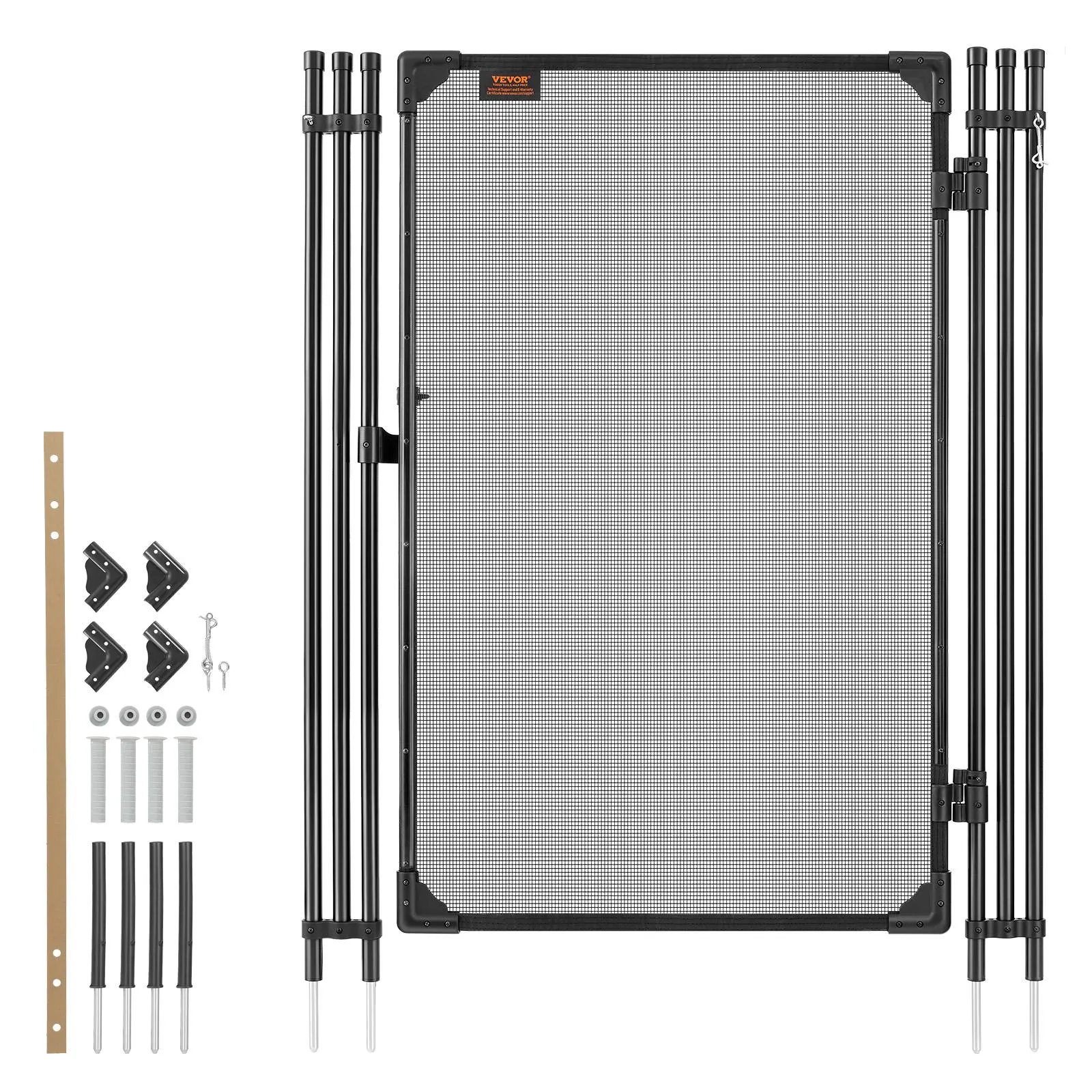 【SummerFinds】VEVOR Pool Fence Gate, 4 x 2.5 ft Inground Swimming Pool Fences Gate, Outdoor Security Fencing Door Kit with Metal Latch, 352 gsm Teslin PVC Mesh, Round Tube, Lockable and Easy Installation, Black