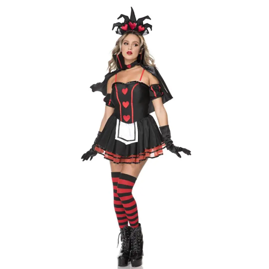 Dark Queen of Hearts Costume Set - Six Piece Halloween and Cosplay Outfit