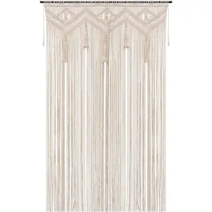 Boho Curtains for Bedroom Macrame for Windows Living Room Boho Decor Large Macrame Wall  Beaded Curtain for Doorway Closet Curtains Wedding Backdrop, 1 Panel 52''W x 72''L