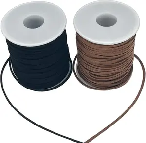 Leather String, 2 Rolls Faux Leather Cord, Flat Suede Leather Lace for Necklaces/Bracelets/Jewelry Making/Art Crafts