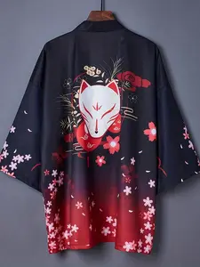 Chinese Crane Kimono Cardigan, Original Street Style Ancient Hanfu, Japanese Short Coat Shawl, Beach Vacation Casual Windbreaker